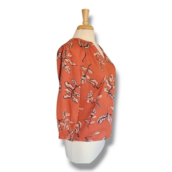 Sonoma Good For Life. V Neck Orange And White Button Down Women's Blouse. Size M - Picture 4 of 11